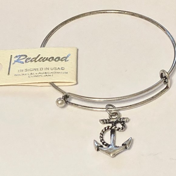 Nautical Anchor Charm Bracelet Beach Island Bangle Stackable Silver Plated 8" - Picture 5 of 12